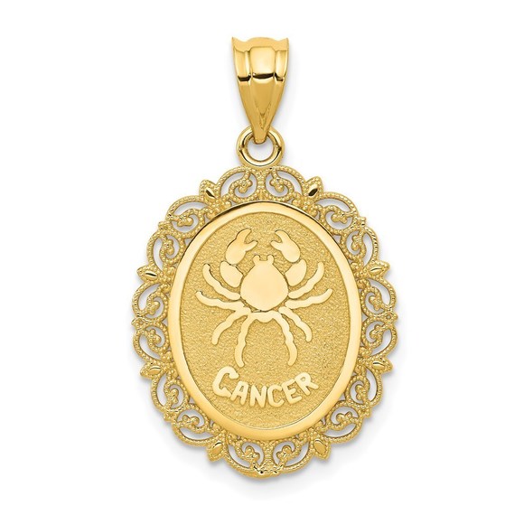 Million Charms 14k Yellow Gold Solid Satin Cancer Zodiac...